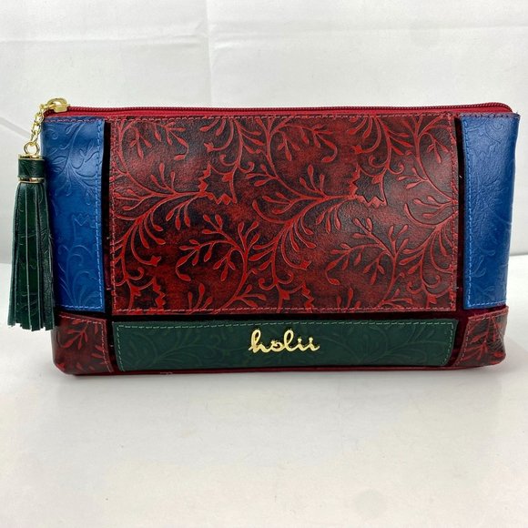 New Leather Clutch Purse Holii Handcrafted Tooled Handbag Wallet Bag - Picture 1 of 8